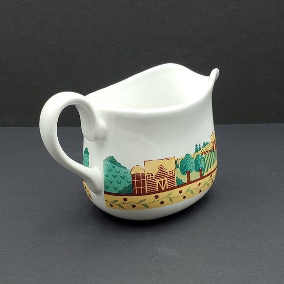 Corelle Coordinates Landscape Gravy Boat Corning Country Farm Scene Sauce Server - Picture 5 of 8